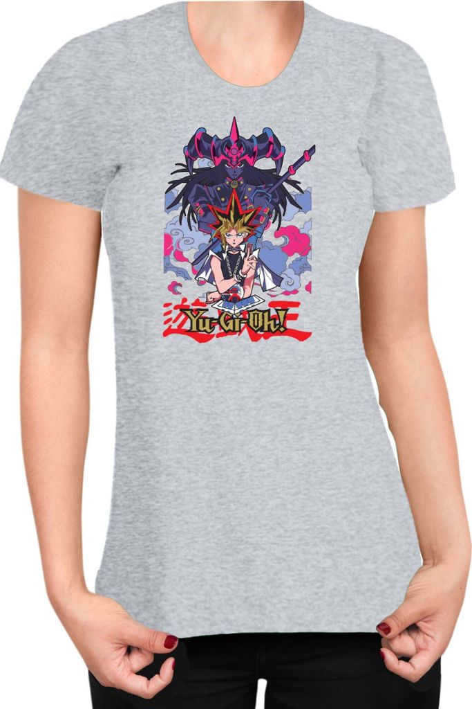 Damen T-Shirt Japan Anime Manga Yu Gi Oh, Lady XL / Grau