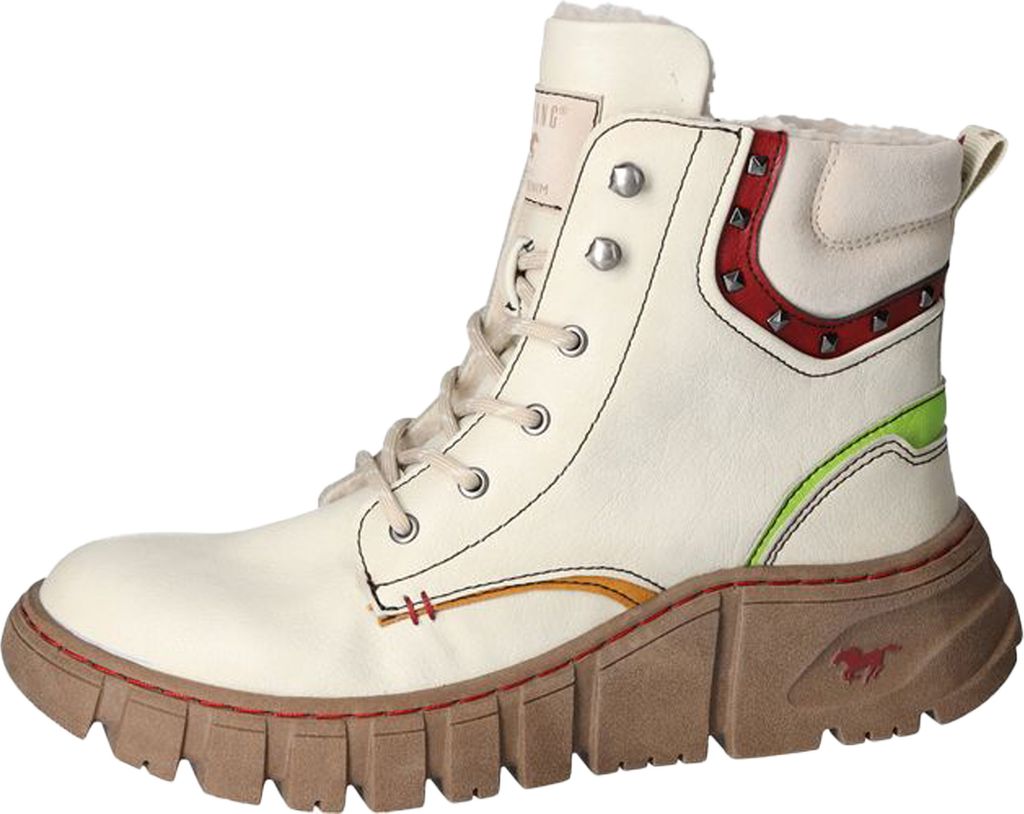 Mustang Damen Stiefelette Plateau Boot Warmfutter Nieten 1499-601, Größe:38 EU, Farbe:Beige
