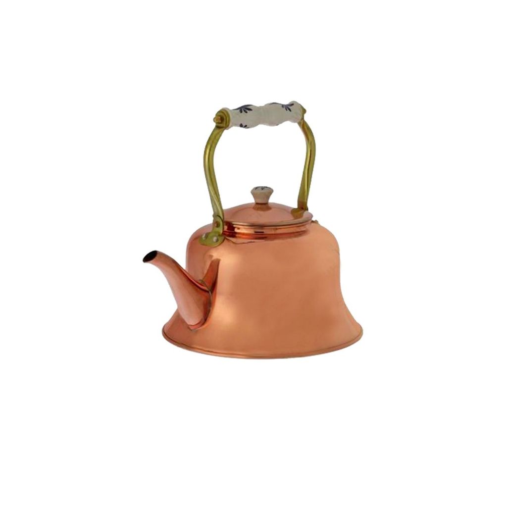 Klassischer Kupfer Teekessel mit Porzellanhenkel, 1,5 Liter Fassungsvermögen