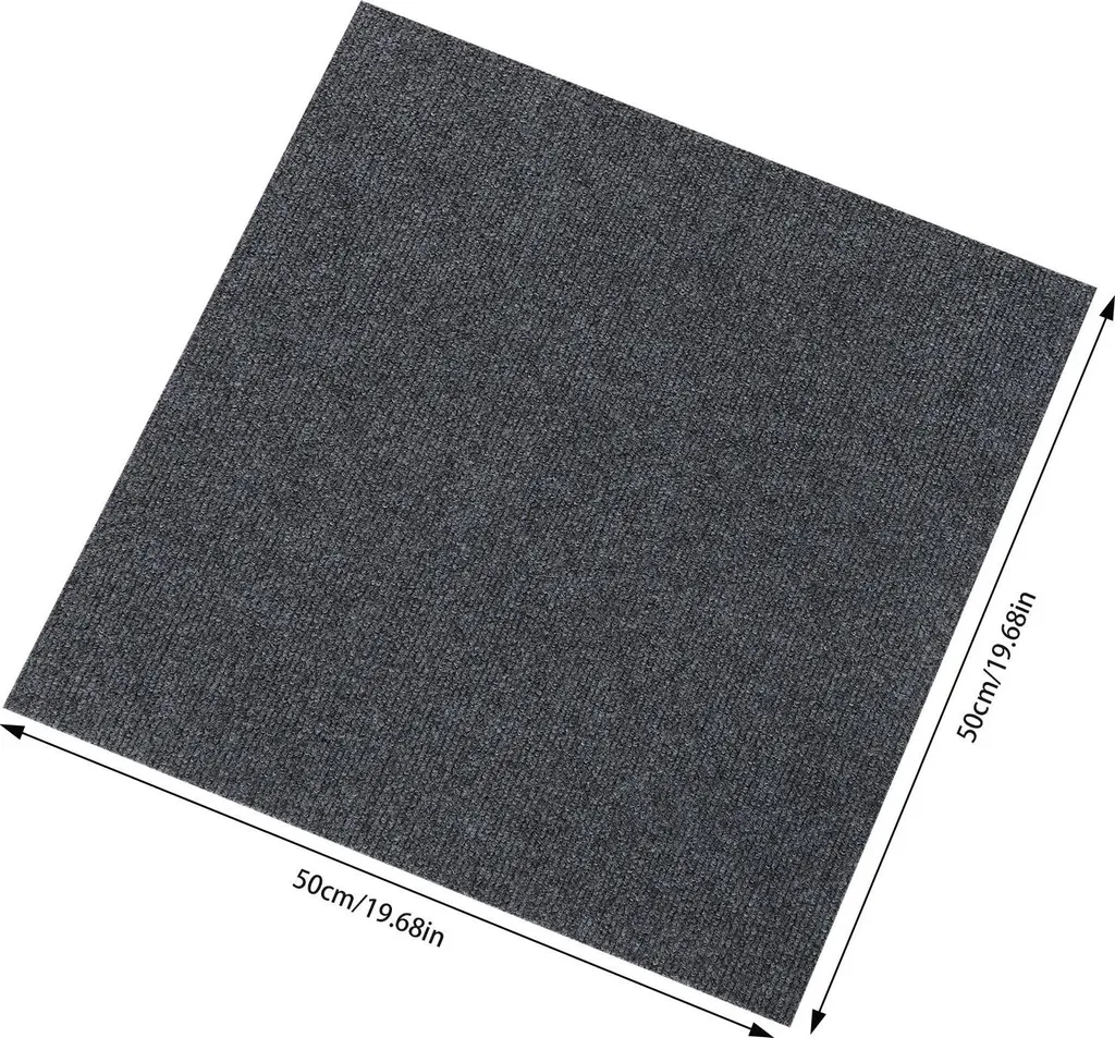 Dalles de moquette gris foncé antidérapantes et réutilisables 50x50 cm