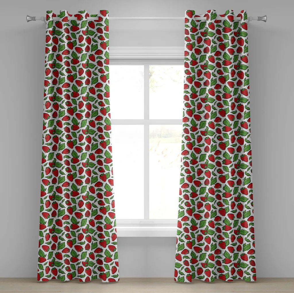 Rideaux décoratifs 2 panneaux motif Fruits Fraises pour Salon 280x175