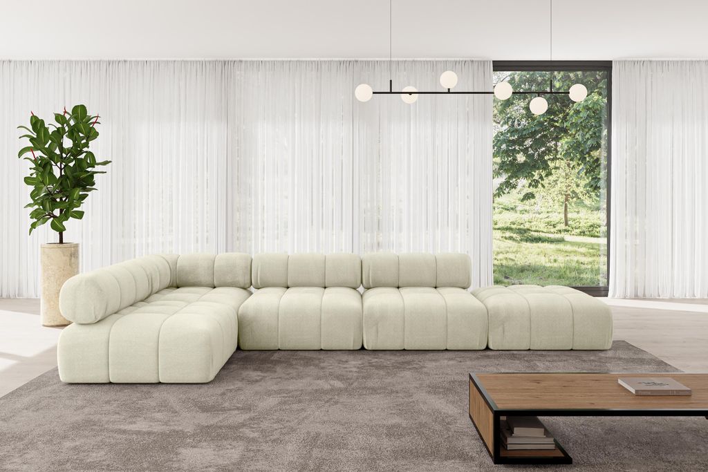 ALTDECOR Modulares Sofa Ecksofa in L-Form - Favio-L2 - 380x190x70 cm Beige universal, links/rechts Corner modular Sofa Eckcouch Couch Wohnlandschaf...