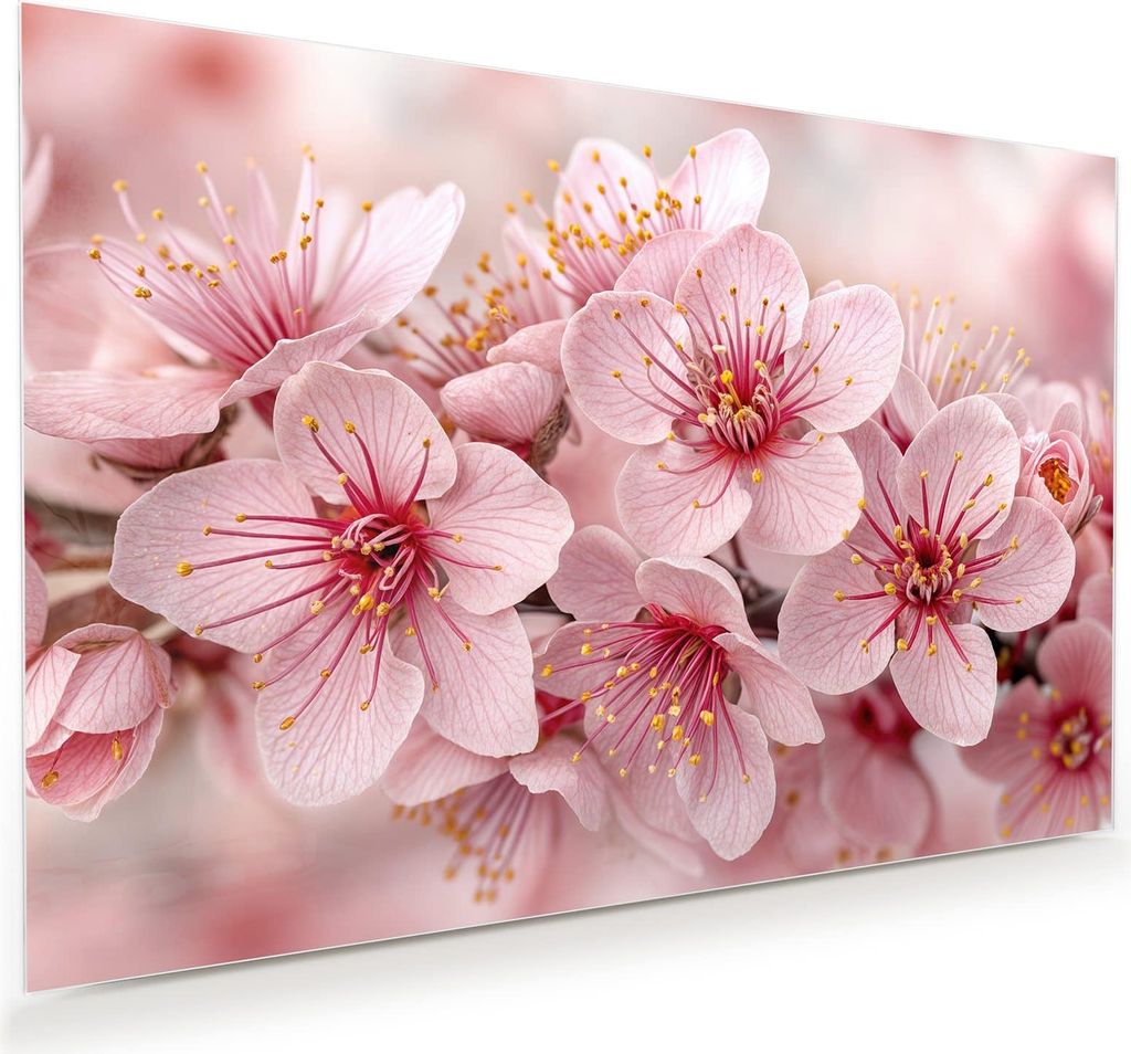 Glasbild 60x40cm in XXL für Wohnzimmer, Schlafzimmer Motiv Kirschblütenzweig