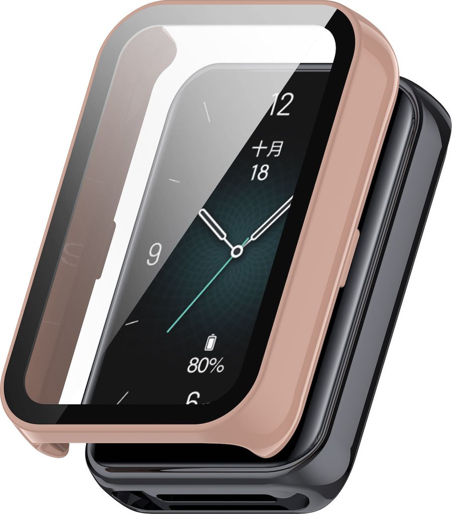 Für Honor Band 9 Kunststoff Smart Watch Hülle + H9 Schutz Hart Glas Rosa