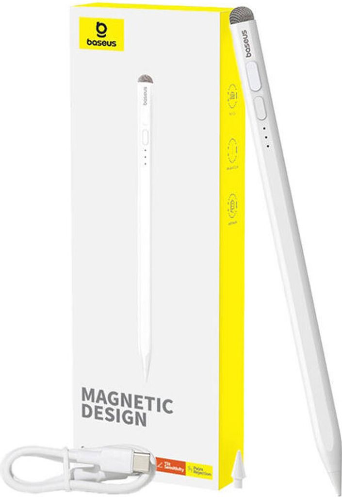 Baseus Smooth Writing 2 Stylus mit aktiver Spitze für iPad mit USB-C-Kabel und austauschbarer Spitze – Weiß