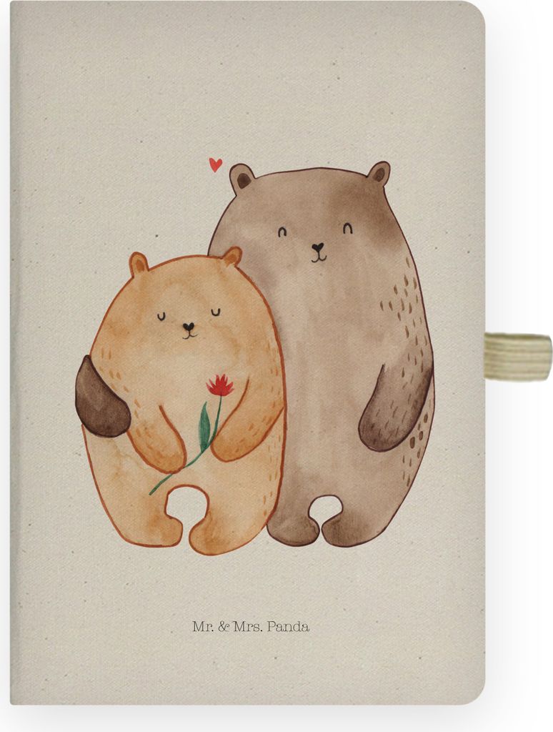 Mr. & Mrs. Panda skizzenbuch a4 Bären Liebe - Transparent - Geschenk, Freundin, notizbuch, Journal, Jahrestag, Kuscheln, Blume, Tagebuch, Umarmung...