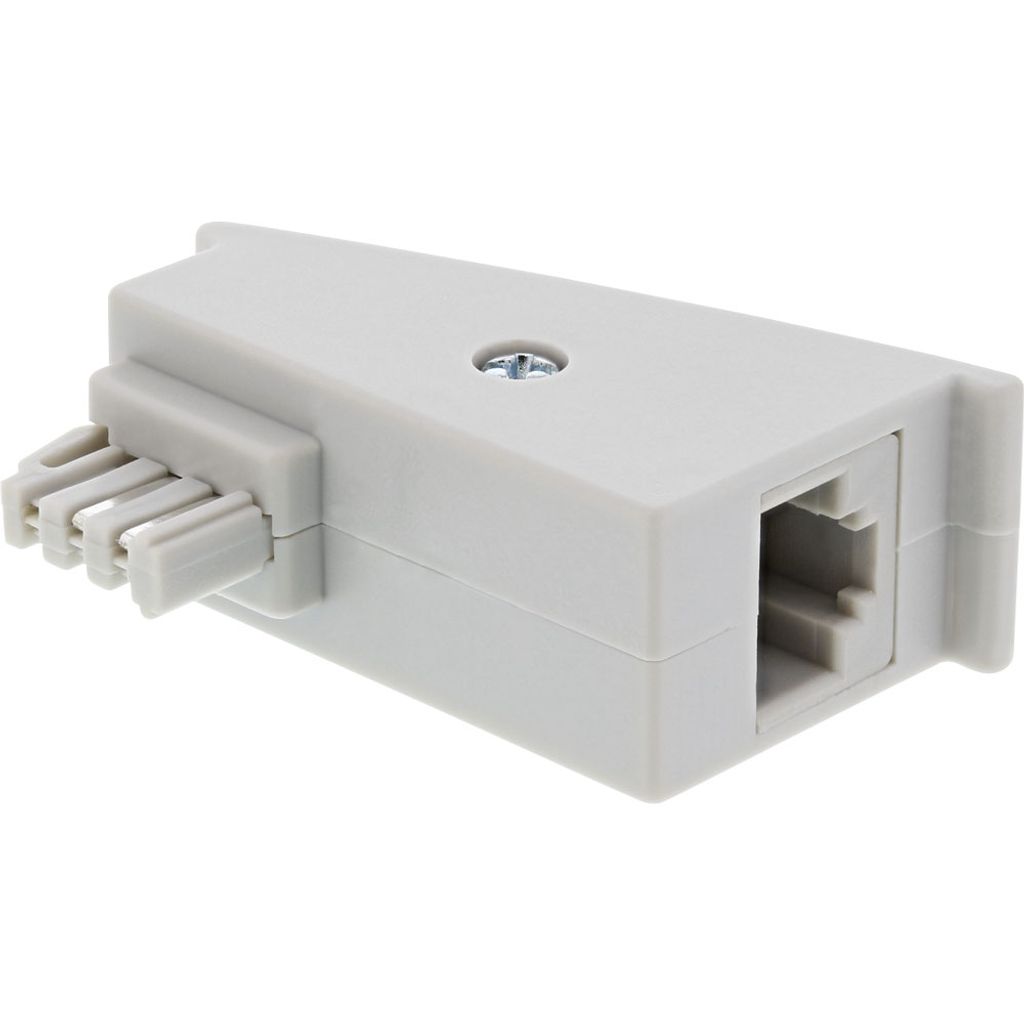 InLine TAE-F Adapter, TAE-F Stecker auf RJ45 Buchse, 8P2C für Fritzbox, grau