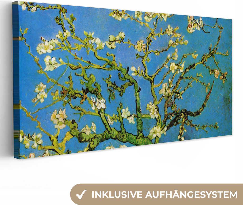 MuchoWow - Leinwandbilder - Mandelblüte - Vincent van Gogh, Wandbild, Wanddeko Bilder Wohnzimmer, 40x20 cm