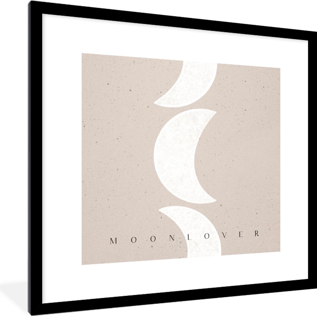 MuchoWow Gerahmtes Poster Mond - Pastell - Text - Zitate 40x40 cm - Poster mit Schwarzem Bilderrahmen Wandposter Rahmen Foto Bilder - Poster - Pl...
