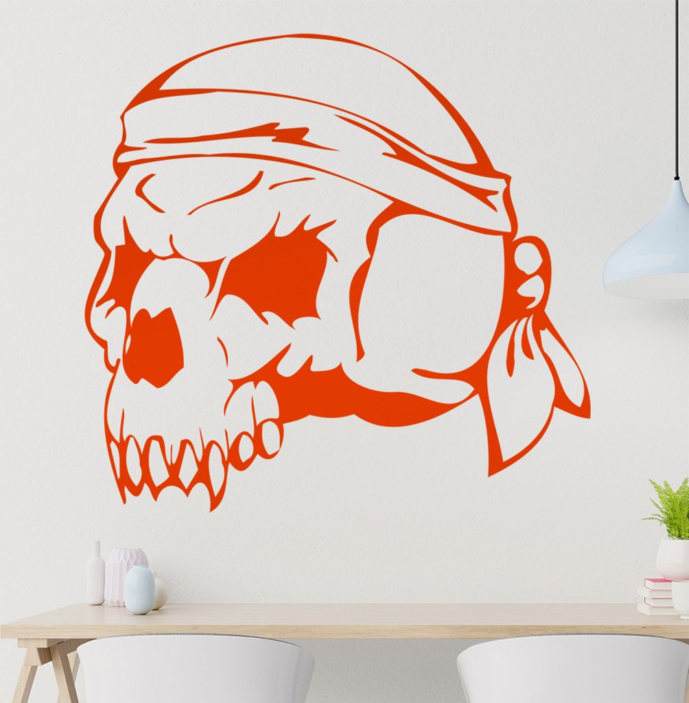 Western Schädel Wandtattoo in 6 Größen - Wandaufkleber Wall Sticker - Dekoration, Küche, Wohnzimmer, Schlafzimmer, Badezimmer