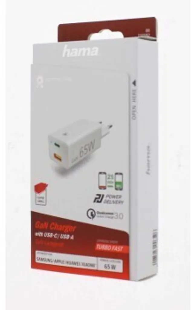 Chargeur PC portable et smartphone 65W USB-C GaN Hama blanc compact - 16
