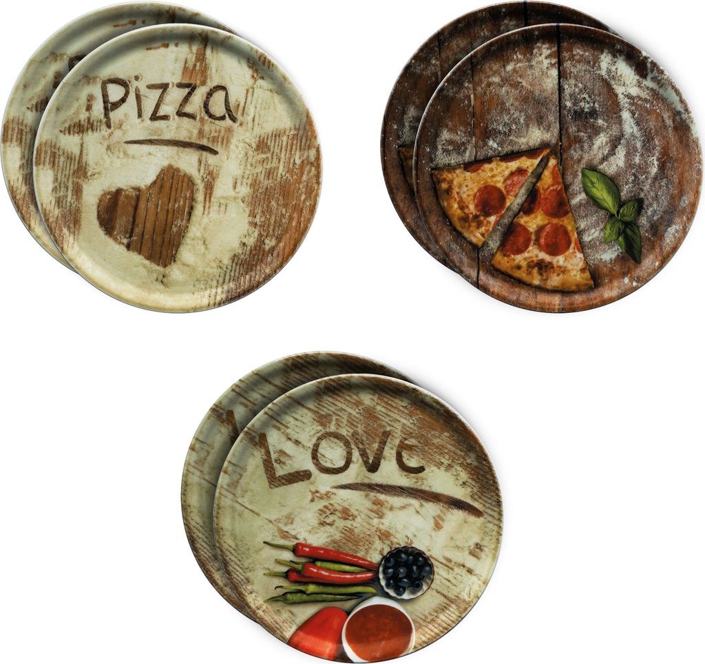 6er Set Pizzateller Oliven-, Salami- & Lieblingspizza Ø Produktbild 