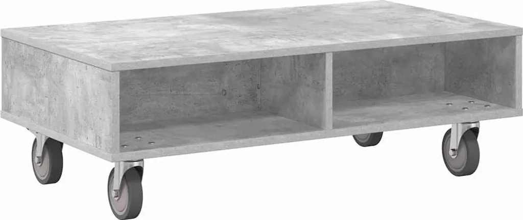 SYFAX™ Tavolino da Salotto Moderno Grigio Cemento 90x50x30cm su Ruote - 7