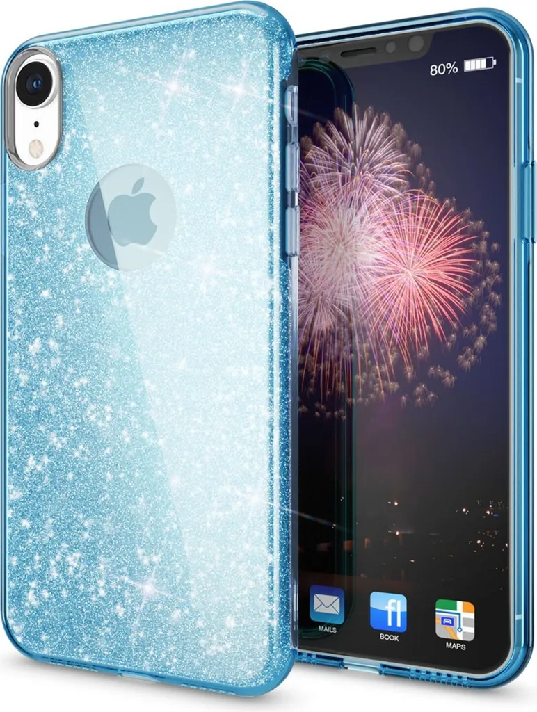 Custodia Brillante iPhone XR NALIA | Cover Glitter Turchese Glamour