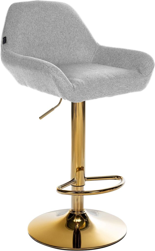 CLP Barhocker Braga Stoffbezug mit Goldgestell, höhenverstellbar und drehbar Farbe:grau