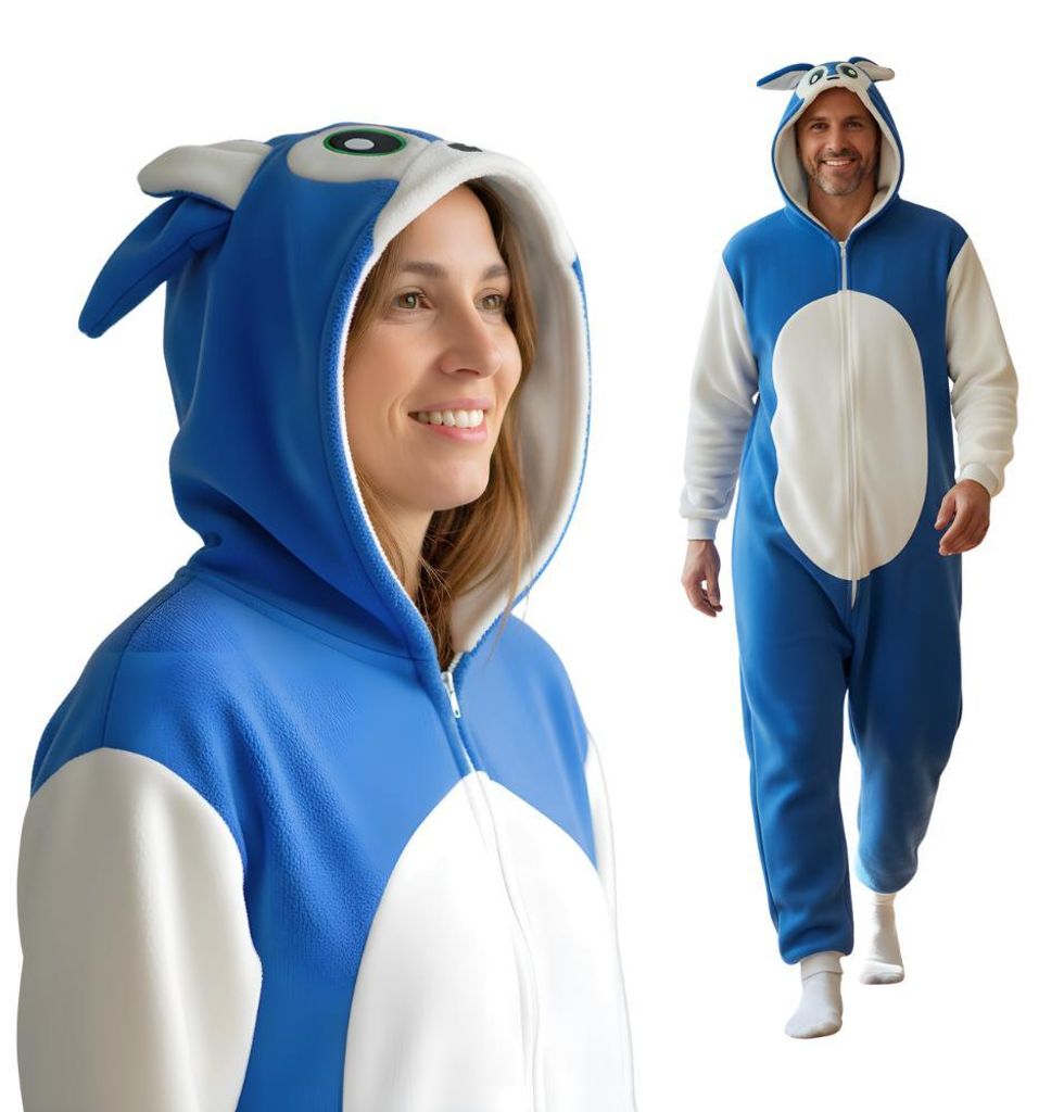 Onesie Kigurumi Pyjamas Sonic Verkleidung Kostüm L: 165 - Produktbild 
