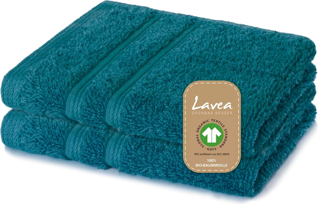 Lavea 2er Set Seiftuch 30x30 cm, Seiftücher & Waschlappen Bali aus Baumwolle Frottee, pflegeleicht, 100% GOTS Baumwolle, Kiefergrün
