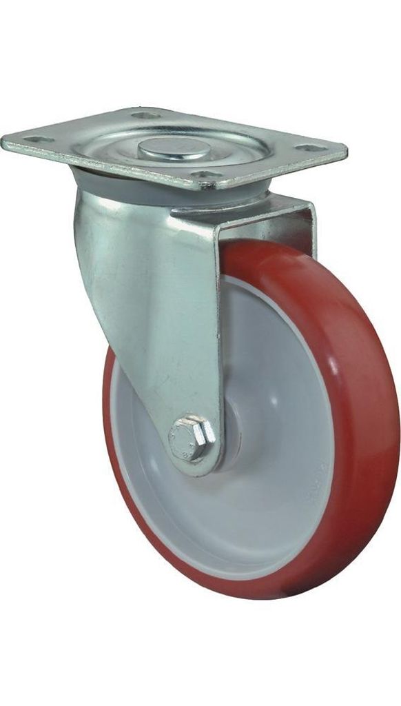 BS Rollen Lenkrolle A30 Durchmesser 100mm Tragfähigkeit 125kg Polyurethanrad Platte 104x80mm - L400.B31.100