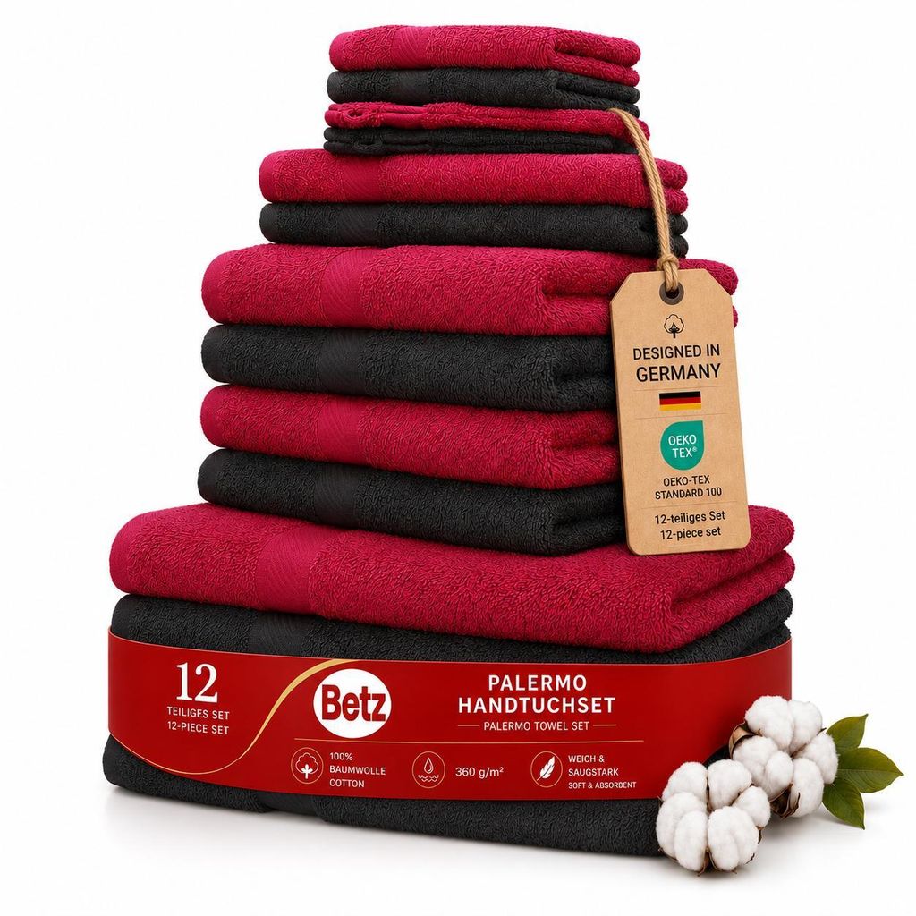 Betz 12er Handtuch-Set PALERMO 100% Baumwolle  Liegetücher Produktbild 