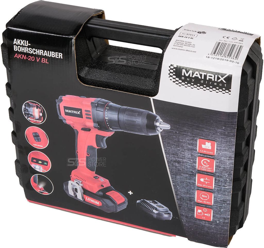 Matrix 2 Gang Akku-Bohrschrauber AKN-20 V BL 1,5 Ah Produktbild 12