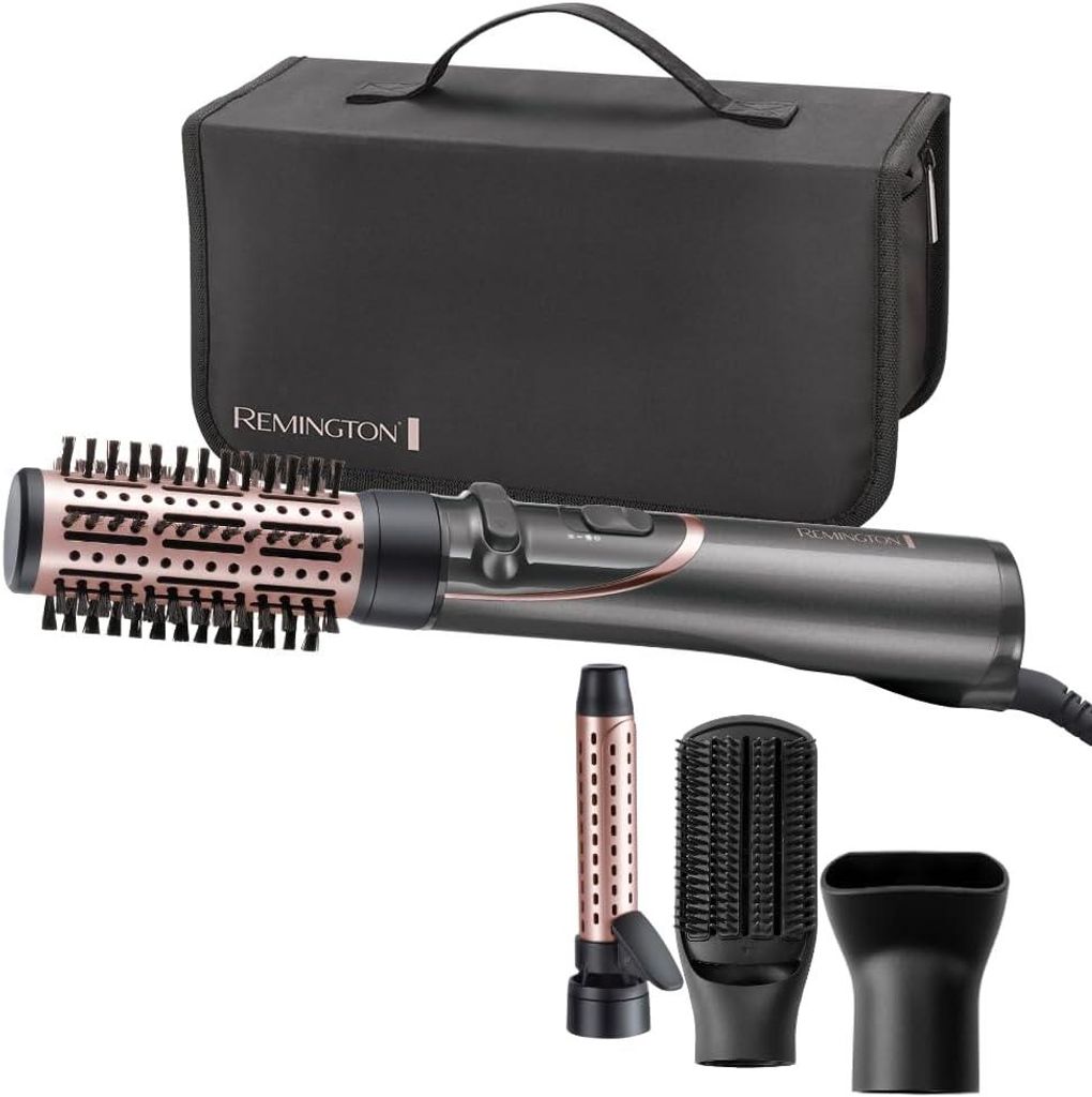 3-in-1 Warmluftbürste Rotierend mit Ionen-Technologie, 800W Air Styler für Volumen Locken & Glätten, 4 Aufsätze, Keramik-Turmalin Beschichtung