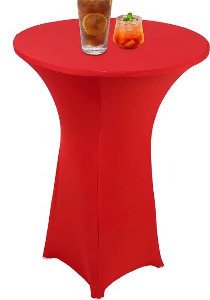 Nappe extensible rouge 80 x 110 cm à fond carré pour table mange-debout