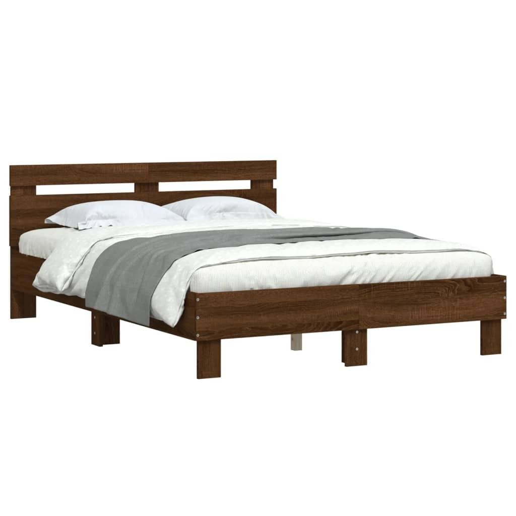 "Rabatt" Bettgestell Komfort - mit Lattenrost - mit Kopfteil Braun Eichen-Optik 135x190 cm - Klassische Betten CC9145