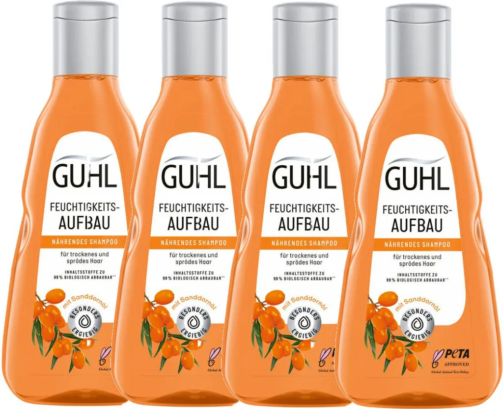 Guhl Shampoo idratante per capelli secchi 250ml confezione da 4 pezzi