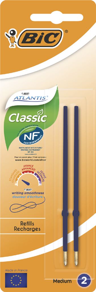 BIC Kugelschreiber-Minen Atlantis Classic blau F 2 Stück