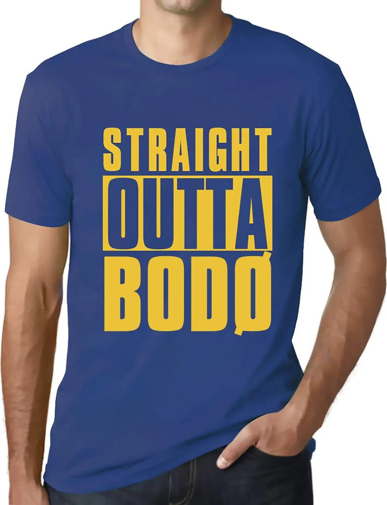 Herren Grafik T-Shirt Straight Outta Bodø Öko-Verantwortlich Vintage Jahrgang Kurzarm Lustige Druck Geburtstag Geschenk Mann