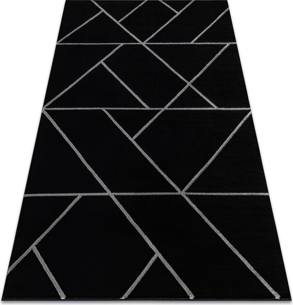 Exklusiv EMERALD Teppich 7543 glamour, stilvoll geometrisch schwarz / silber Schwarz 280x370 cm