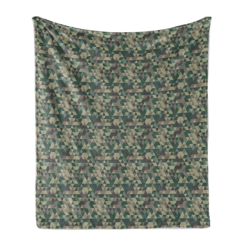 ABAKUHAUS Khaki Weich Flanell Fleece Decke, Triangular Camo Influence Kunst, Gemütlicher Plüsch für den Innen- und Außenbereich, 125 x 175 cm, ...