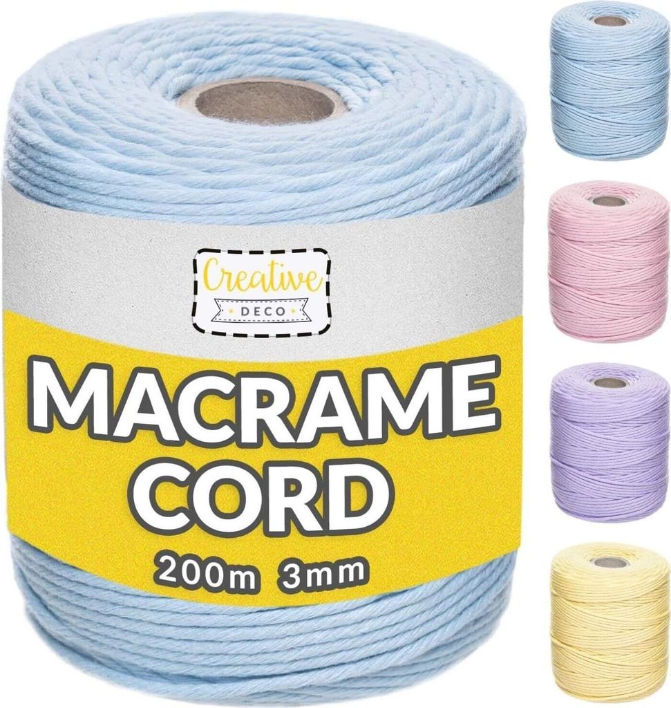 Creative Deco Sznurek do Makramy 3mm | 200m | Pastelowy Zdjęcie produktu