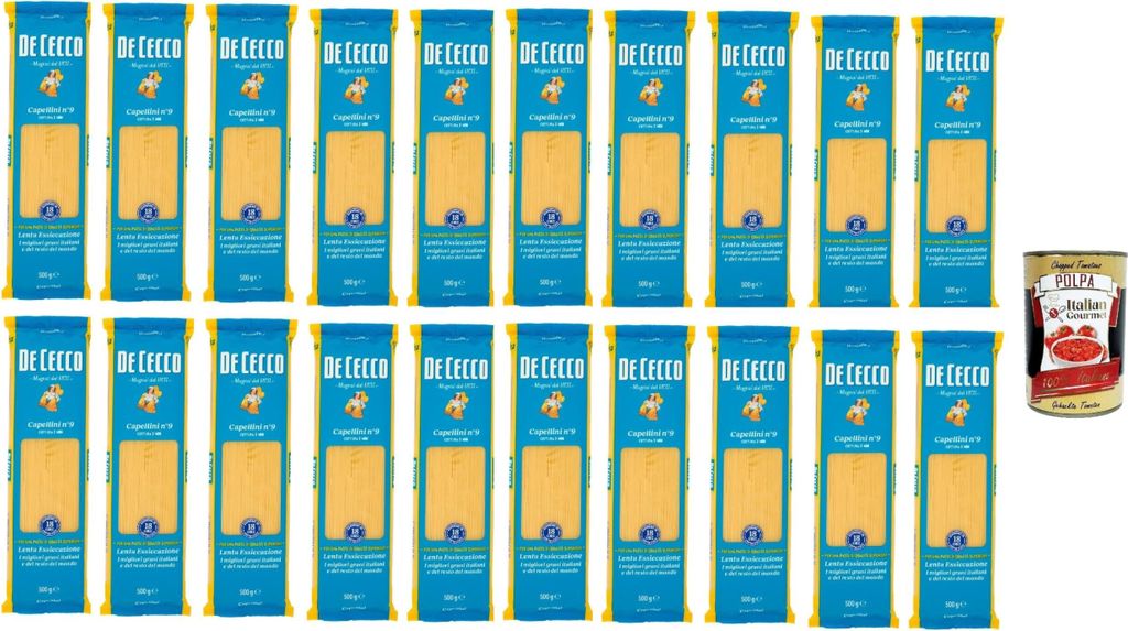 20x Pasta De Cecco 100% Italian Capellini n. 9 Noodles 500 Produktbild 