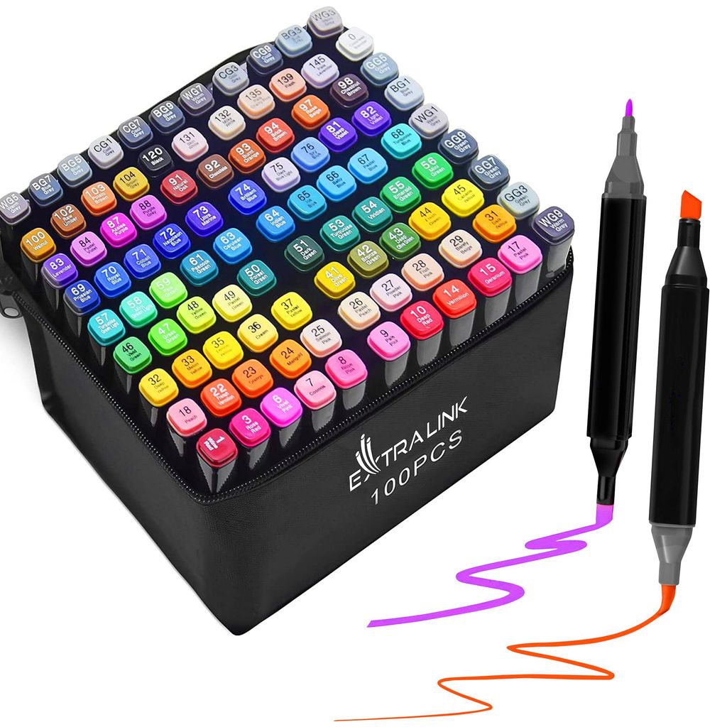 Extralink Set Pennarelli Alcol 100 Colori, Marker Disegno Immagine del prodotto 