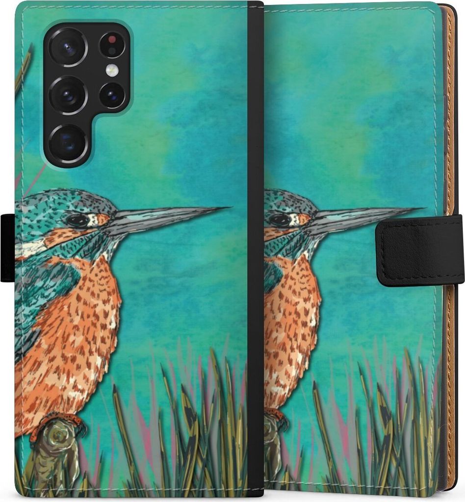 DeinDesign Klapphülle für Samsung Galaxy S22 Ultra Handytasche Lederhülle Tasche Malerei Tiere Vogel