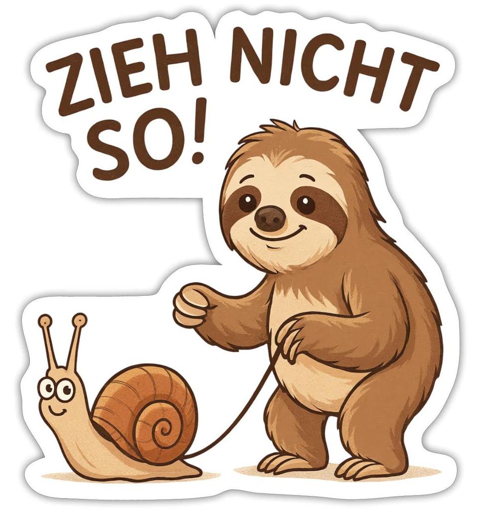 Spreadshirt Zieh Nicht So | Faultier Und Schnecke Humor Sticker Aufkleber, 10 x 10 cm, Mattweiß