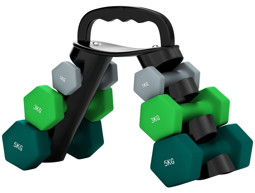 SPORTNOW Gewichtsset met opbergrek, bestaande uit: 2 x 1 Productafbeelding 