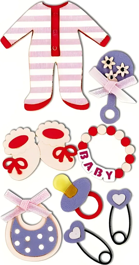 Stickers Baby Girl 1 Heyda 203780628 Motif Naissance Rose 7,5x16,5 cm