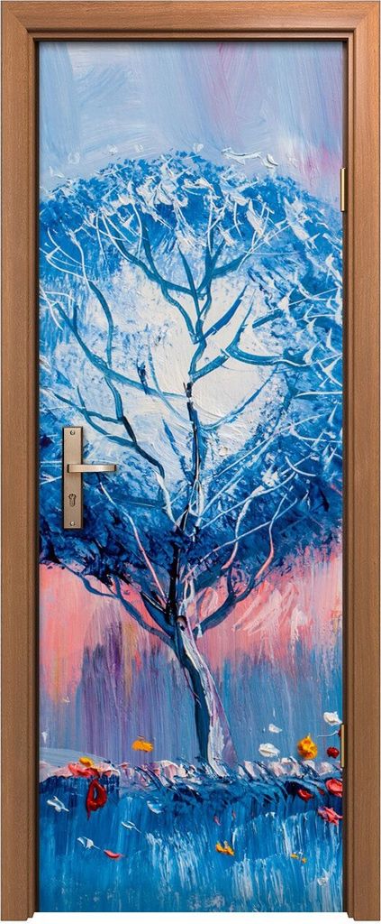 Türposter 70x200 cm Türaufkleber Türtapete Türfolie Klebefolie Wohnkultur Malerei blauen Bäumen