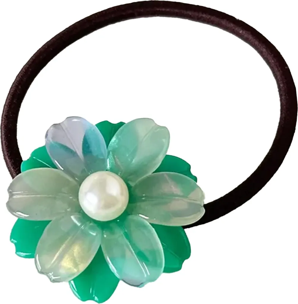 Fascetta per capelli con fiori e perle - Delicato accento verde