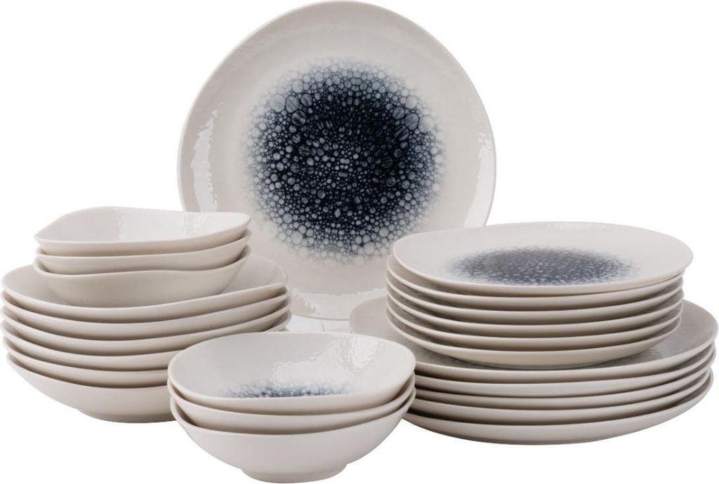 Maastricht Porselein Tafelservice Grey Mineralis Organic 6 Personen Set 24 teilig
