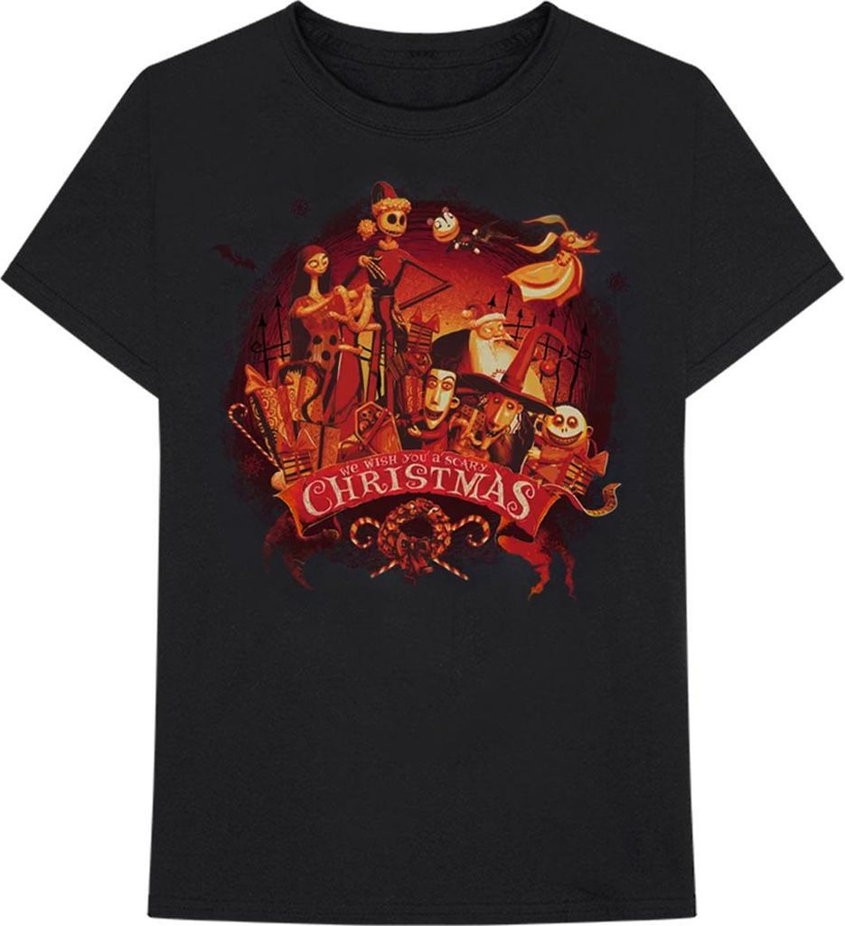 Nightmare Before Christmas - "We Wish You A Scary Christmas" T-Shirt für Herren/Damen Uni RO3166 (XXL) (Schwarz)