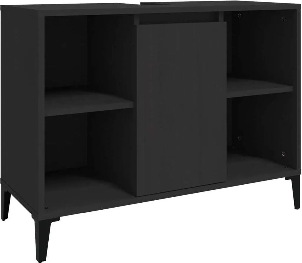 Mobile Multiuso Nero 80x33x60 cm Legno | Arredo Casa Robusto