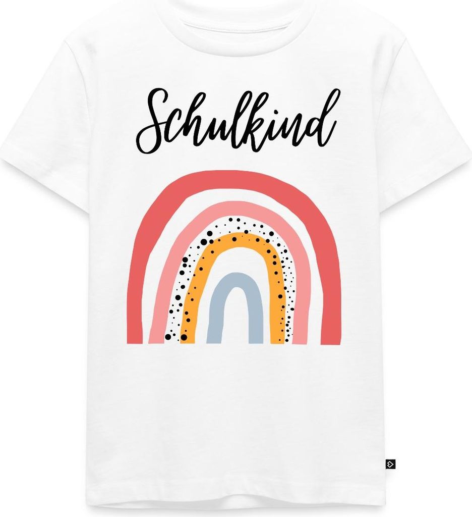 Spreadshirt Einschulung Schulkind 2025 Regenbogen Geschenkidee Kinder Premium T-Shirt, 98/104 (2 Jahre), Weiß