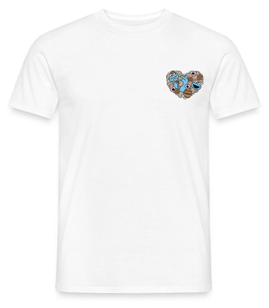 Spreadshirt Sesamstraße Design Herz Mit Krümelmonster Männer T-Shirt, 4XL, Weiß