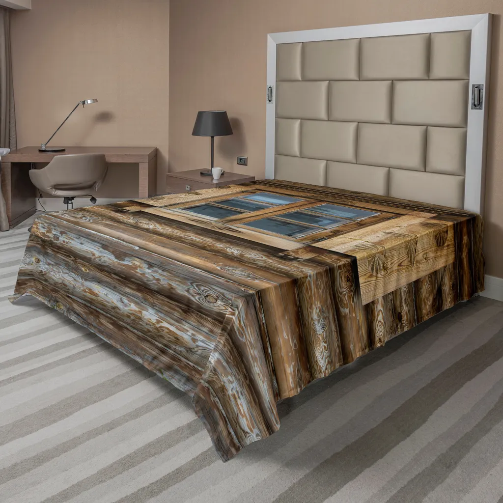 Drap Plat Décoratif pour Chambre à Coucher Style Chalet 275x260 cm Beige