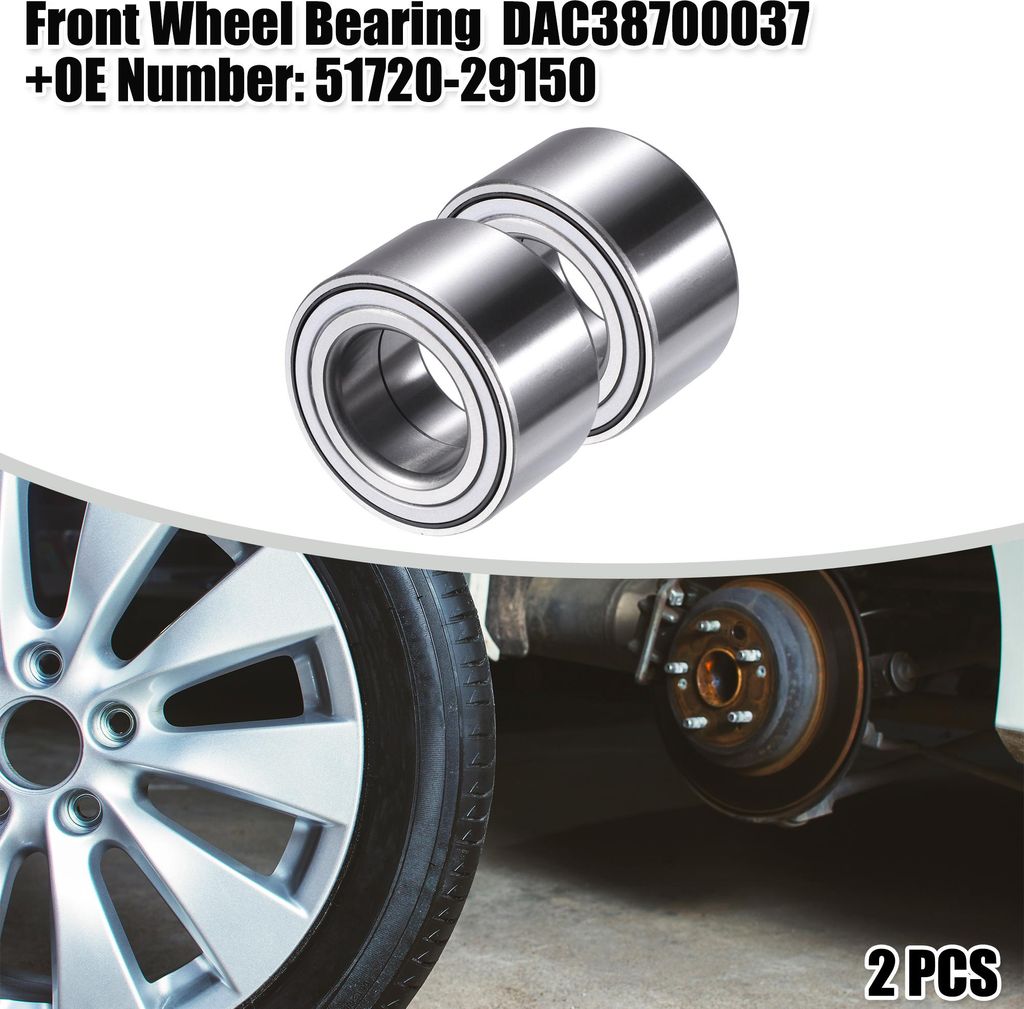 2 Stück Radlager DAC38700037 Passend für Hyundai Accent Silberton