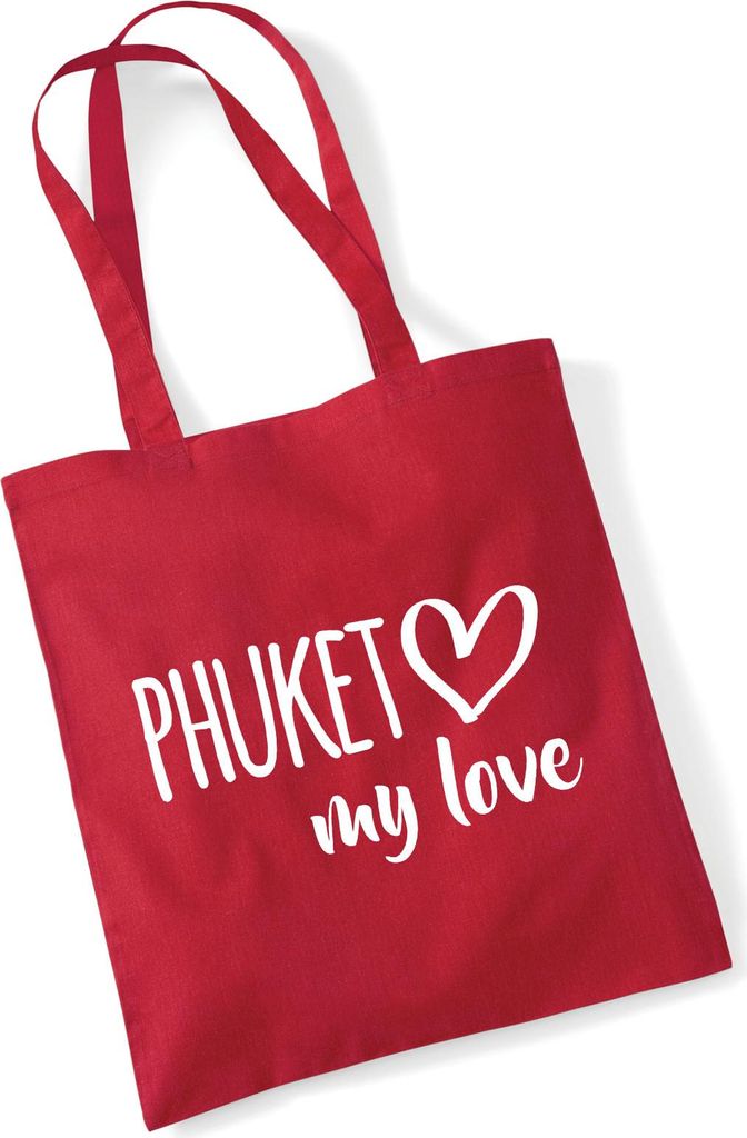 Huuraa Jutebeutel Phuket my love 10 Liter Classic Red Baumwolle Tasche Geschenkidee
