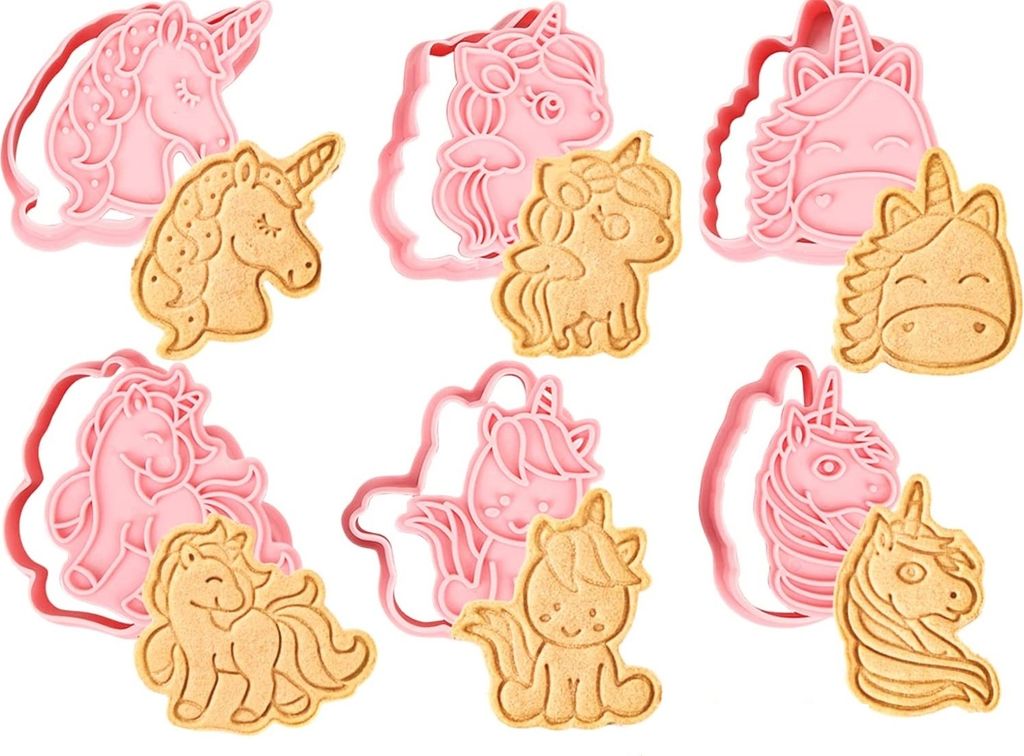 GKA 6 Stück 3D Ausstechformen Einhorn Keksausstecher Plätzchenausstecher Stempel Plätzchen Kekse Ausstecher